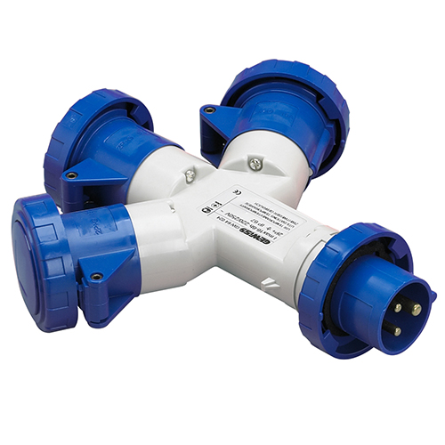 Spina tripla 2poli+terra 16A 220V 6H GW 64024  pôles + terre 16A 220V