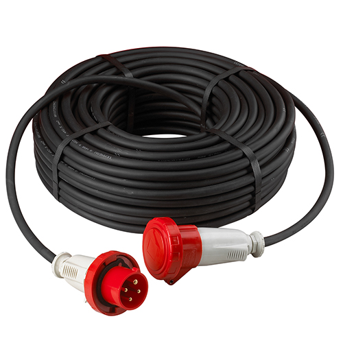 Cavo elettrico 50ML neoprene 4×2,5 con spina e presa - 16A - 400V  50 ML néoprène 4G x 2,5 (3P + T) 16A - 400V avec prises mâle et